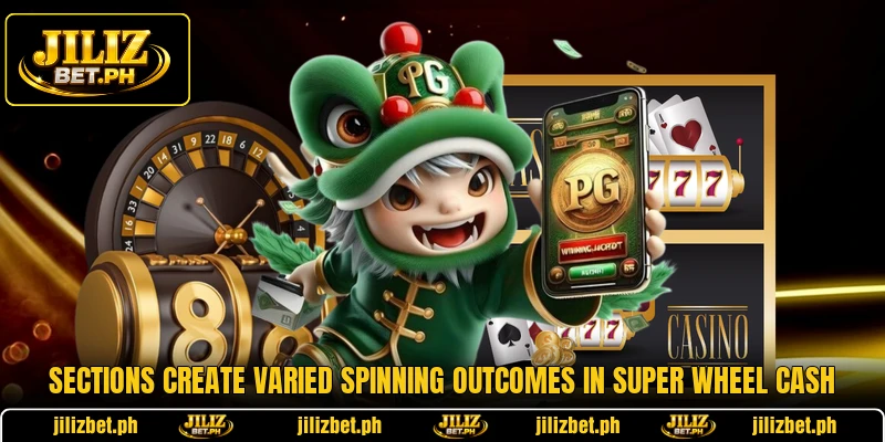 Sections create varied spinning outcomes in Super Wheel Cash
